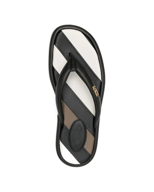 Tod's White Logo Thong Sandals