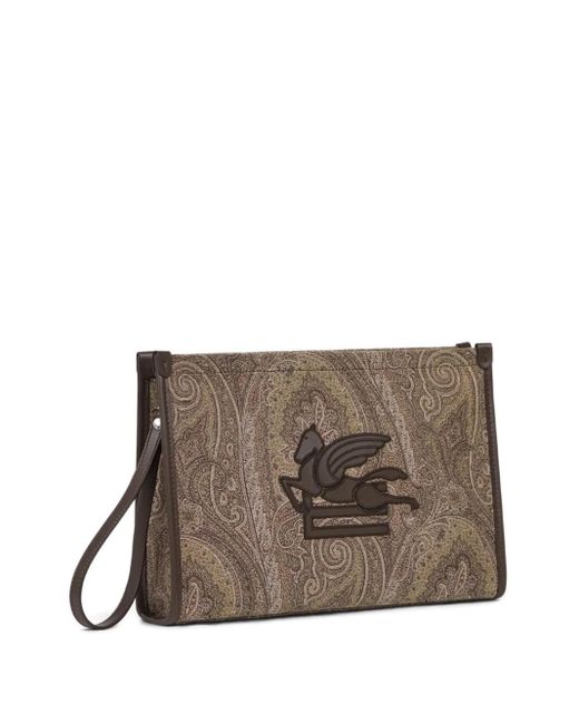 メンズ Etro ペイズリー ペガサス クラッチバッグ Brown