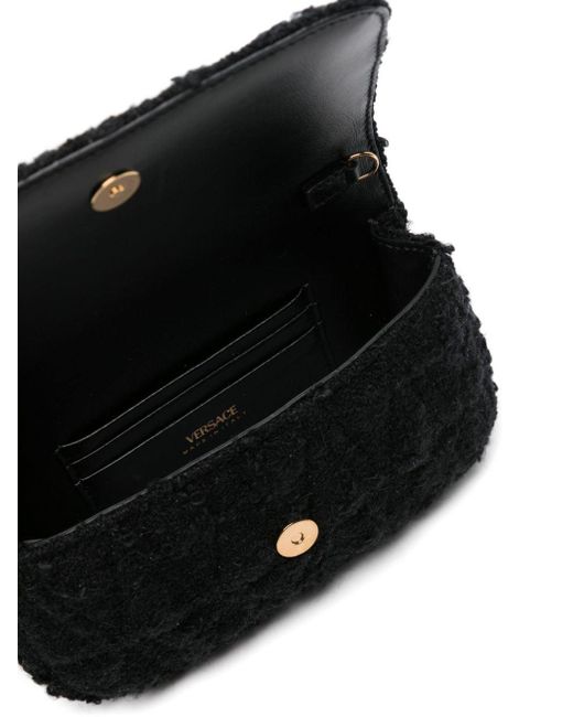 Versace Black Virtus Bouclé Crossbody Bag - Women's - Polyamide/virgin Wool/lamb Skin/mohair