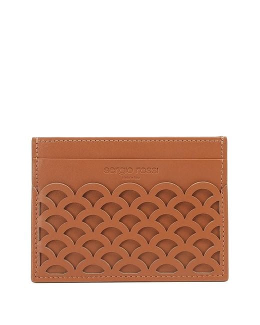 Sergio Rossi Brown Sr Mermaid Leather Cardholder