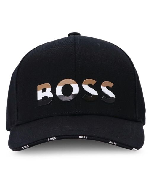 Boss Black Striped-logo Cotton Cap for men