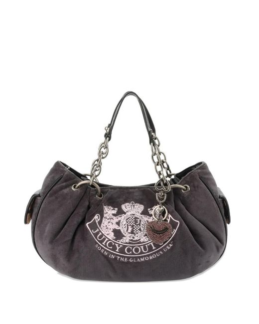 Juicy Couture Black Daydreamer Velour Tote Bag