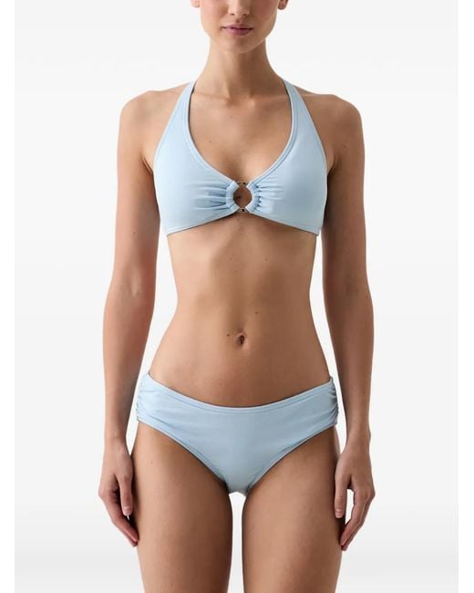 MICHAEL Michael Kors Blue Ring-Detail Halterneck Bikini