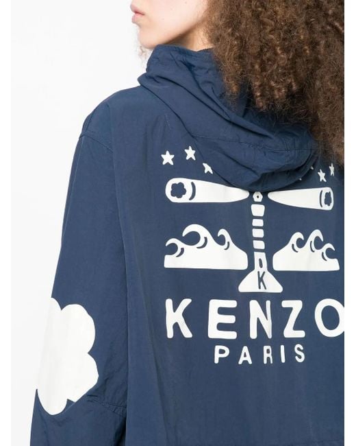 KENZO Lang Windjack in het Blue