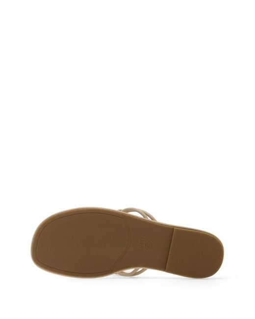 Guess Natural Crystal-Embellished Logo-Plaque Sandals