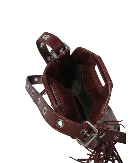 Maje Brown Miss M Mini Cracked Leather Bag