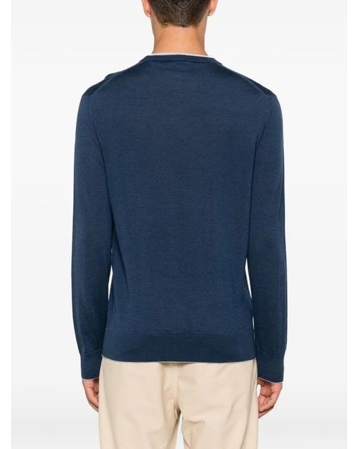 Eleventy Blue Contrast-Trim Sweater for men
