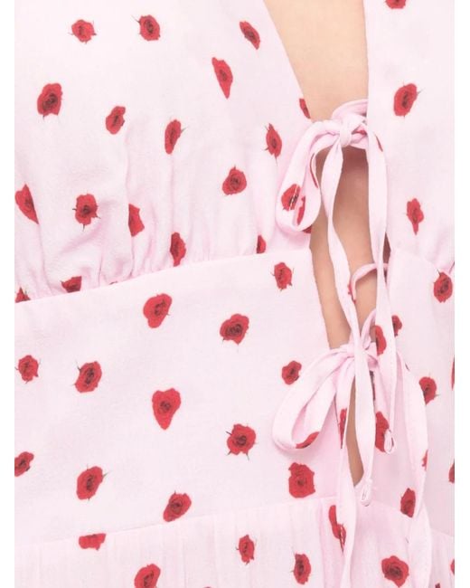 Mar De Margaritas Pink Atena Floral-Print Tie-Front Mini Dress