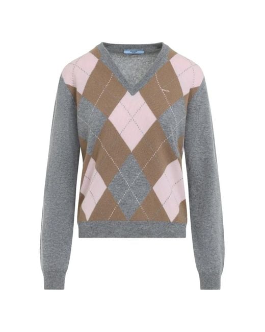 Pull À Col V Prada en coloris White