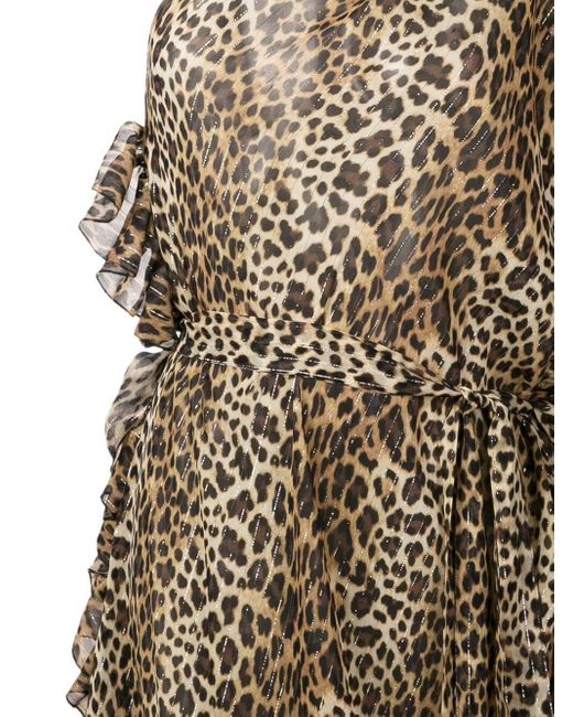 Robe de plage en soie à imprimé léopard Olympiah en coloris Brown