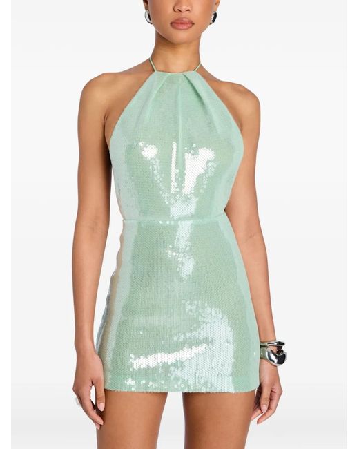 retroféte Green Tulip Sequin-Embellished Mini Dress