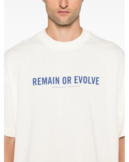 Emporio Armani White Printed Cotton T-Shirt for men