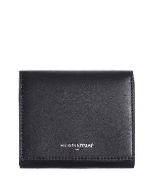 Maison Kitsuné Black Portefeuille Pliant À Logo Imprimé