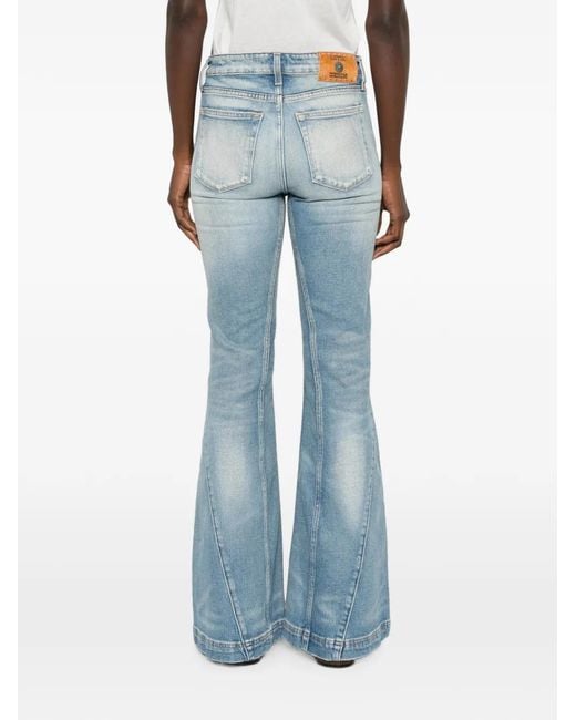 Antik Denim Blue Faded Flared-Leg Jeans