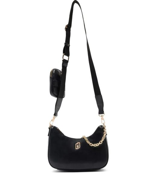 Liu Jo Black Small Chain-Detail Crescent Shoulder Bag