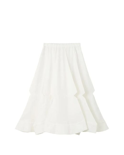 Enfold White Cutout-Detail Pleated Midi Skirt