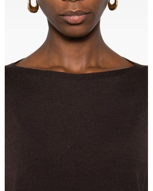 Incotex Trui Met Cropped Mouwen En Boothals in het Black