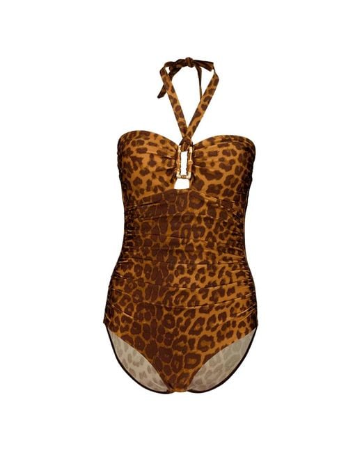 Zimmermann Brown Mahon Bamboo-Link Swimsuit