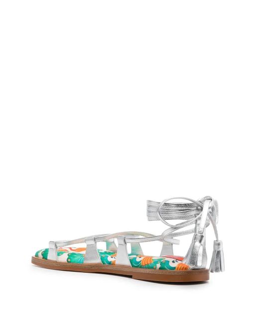 LaDoubleJ Gray Gladiator Flat Sandals