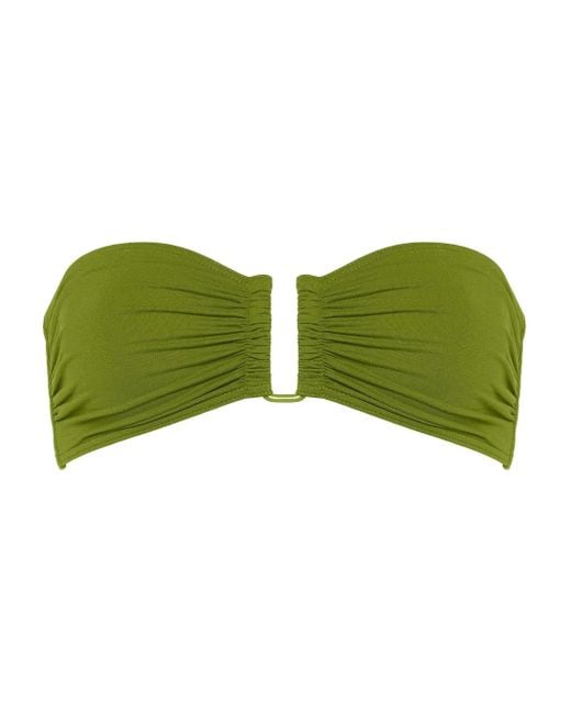 Eres Green Show Ruched Bandeau Bikini Top