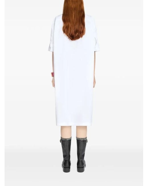 Dries Van Noten White Embroidered Shirt Dress