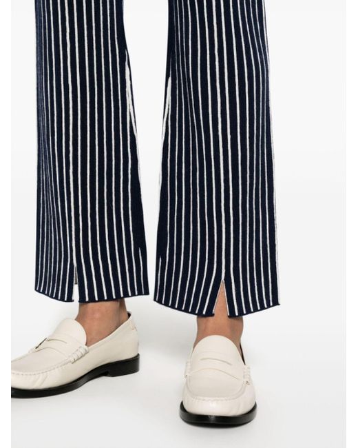 Claudie Pierlot Blue Stripe-pattern Straight Trousers