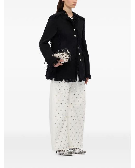 MSGM Black Fringed Buttoned Jacket