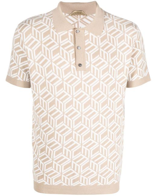 MCM All-over Logo-print Polo Shirt in Natural for Men | Lyst