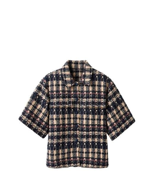 Edward Achour Paris Black Checked Tweed Shirt Jacket