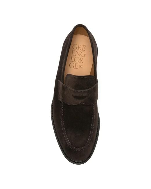 Green George Black Panelled Loafers for men
