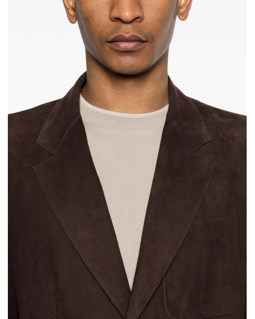 Canali Brown Button Suede Blazer for men