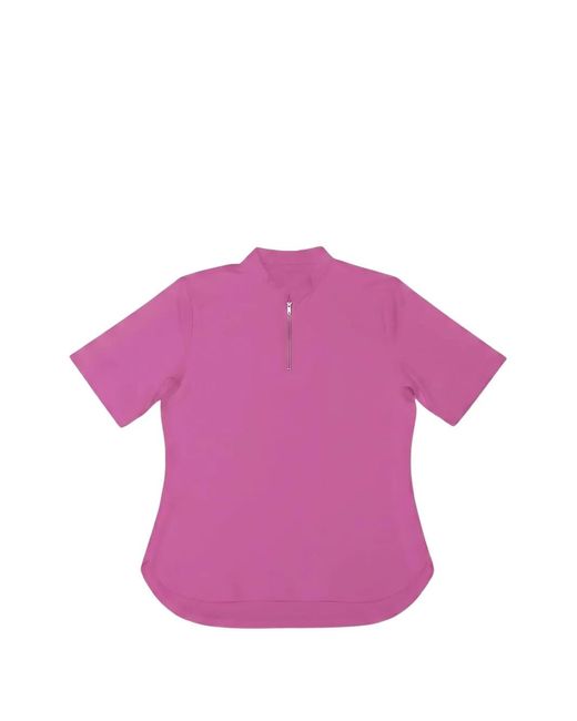 OFLAB Pink Zip-Fastening Short-Sleeve Top