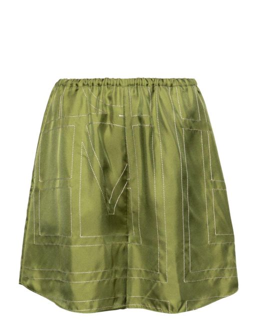 Totême  Green Pyjama-Shorts mit Monogramm-Stickerei