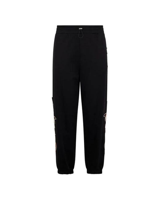 Philipp Plein Black Embroidery-Patches Track Pants for men