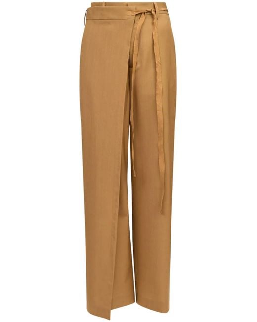 MM6 by Maison Martin Margiela Natural Wrap-Design Flared Trousers