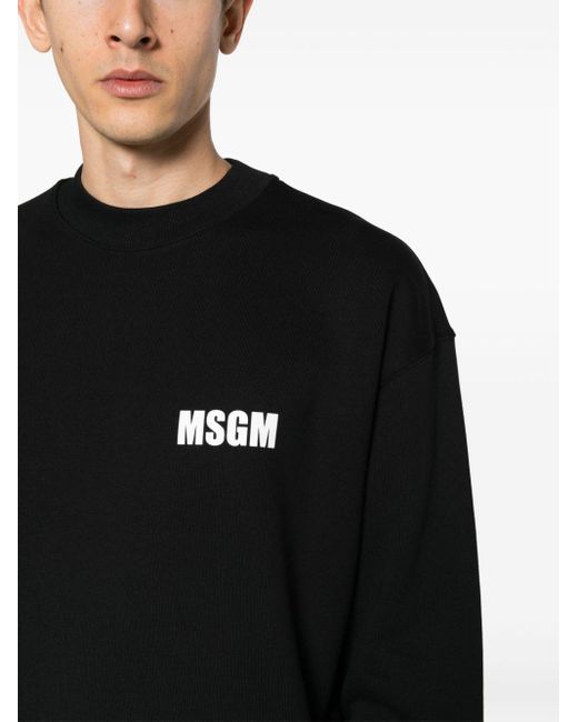 MSGM Black Logo-print Cotton Sweatshirt for men