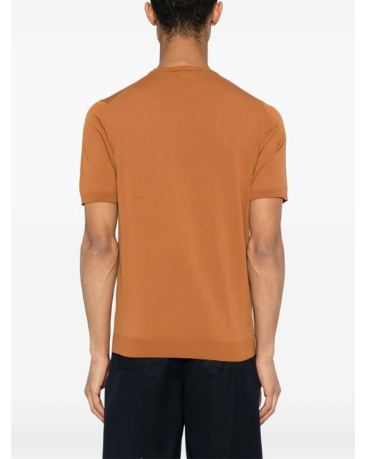 Roberto Collina Fein gestricktes T-Shirt in Orange für Herren