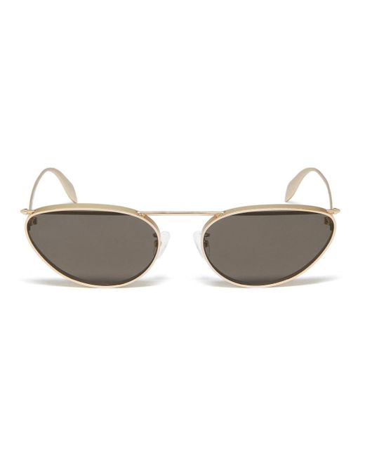 Alexander McQueen Metallic Logo-engraved Round-frame Sunglasses