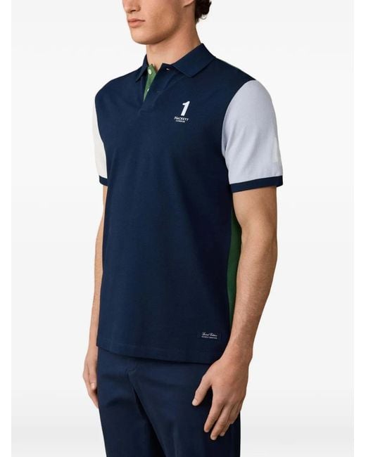 Hackett Blue Heritage Colour-Block Polo Shirt for men