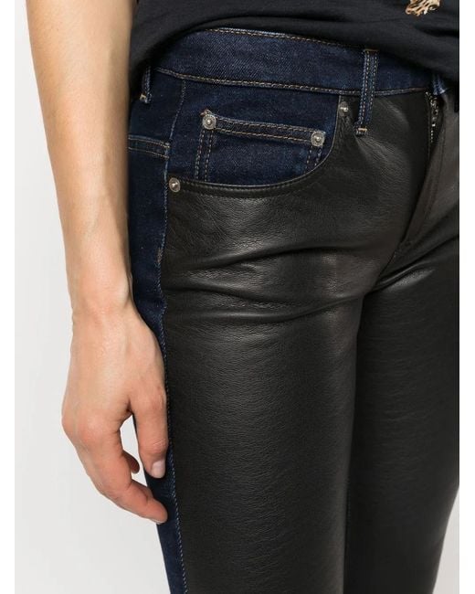 Roberto Cavalli Black Panelled-Design Jeans