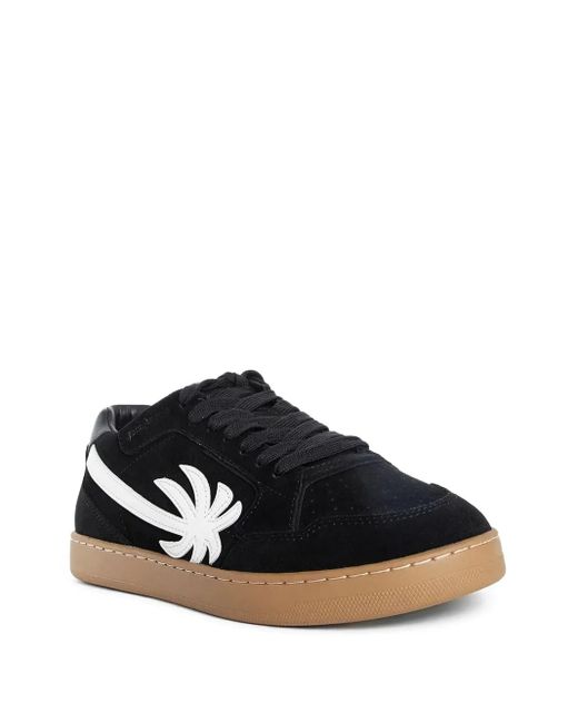 Palm Angels Black Palm-Tree Suede Sneakers