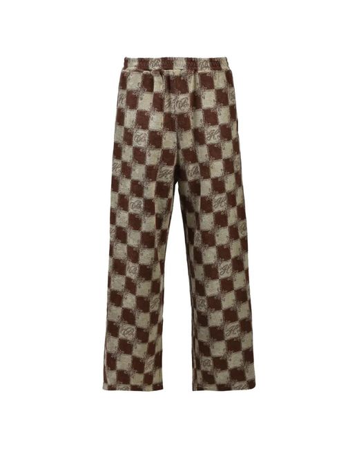 BREATH Brown Block Check Textured Trousers for men
