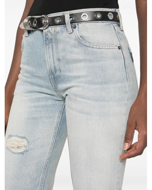 Haikure Blue Distressed Straight-Leg Jeans