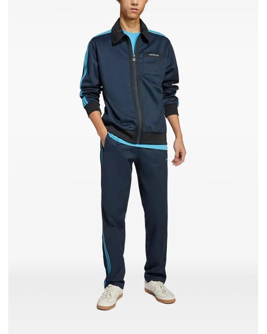 Adidas Blue Embroidered-Logo Jacket for men