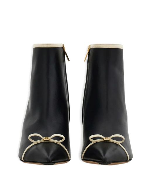 Ferragamo Black 70Mm Pointed-Toe Bow-Detail Ankle Boots