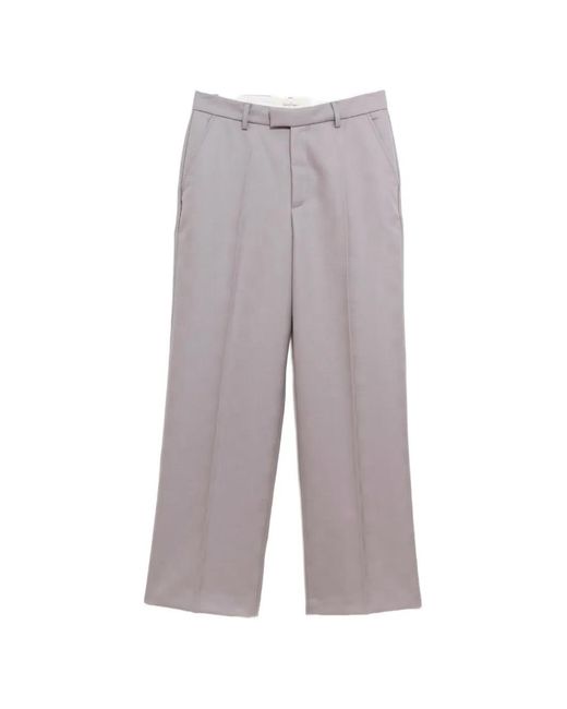 Second/Layer Gray Belt-Loop Trousers for men