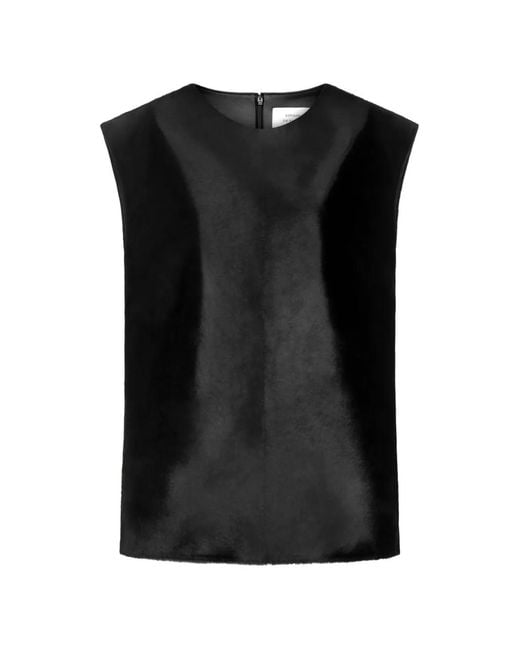 Loulou de Saison Black Juni Sleeveless Leather Blouse