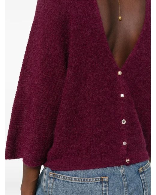 Ba&sh Red Button-Embellishment Cardigan