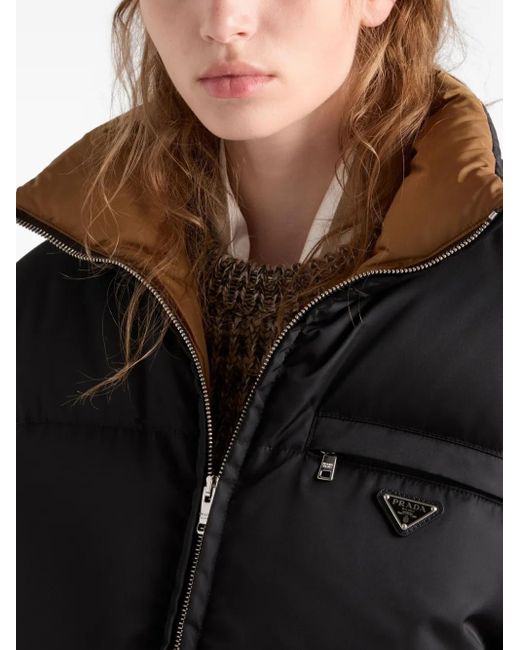 Prada Black Triangle-Logo Down Coat