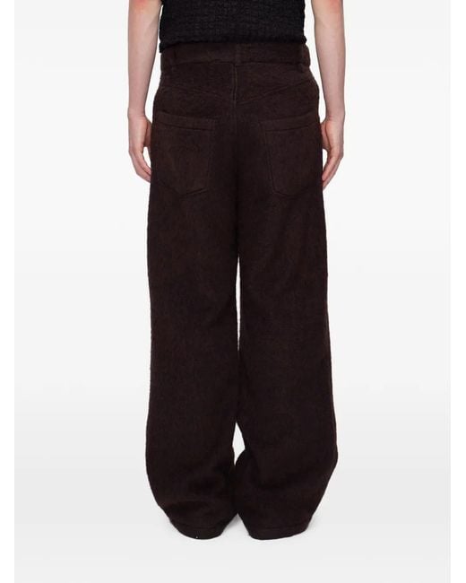 Song For The Mute Brown Wide-Leg Brushed-Finish Trousers for men